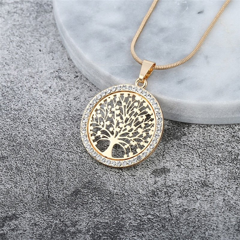 Designer Simulated Diamond "Tree of Life" Pendant Necklace - Brands N More