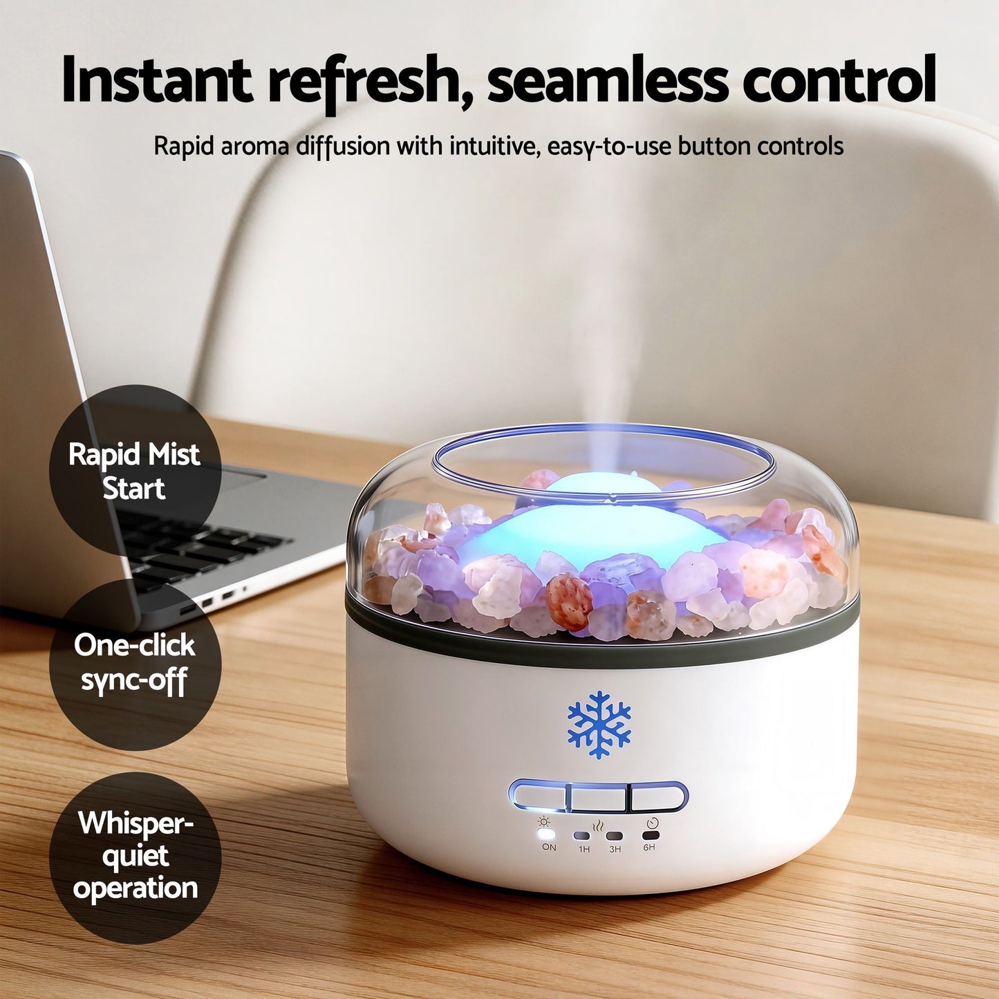 Devanti 150ml Salt Lamp Aroma Diffuser Ultrasonic Humidifier Purifier 7 LED Colors - Appliances > Diffusers &