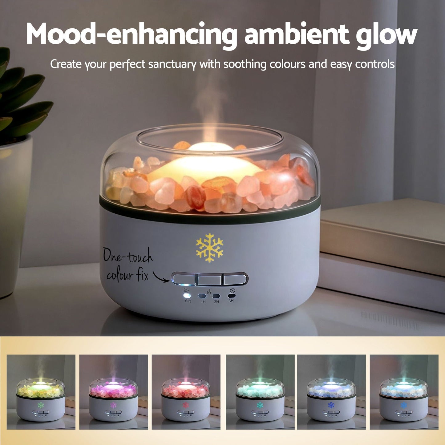 Devanti 150ml Salt Lamp Aroma Diffuser Ultrasonic Humidifier Purifier 7 LED Colors - Appliances > Diffusers &