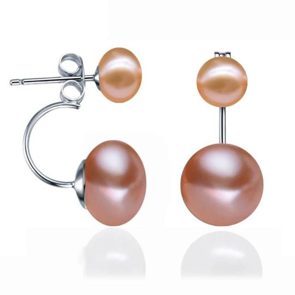 Double Drop Genuine Freshwater Pearl Earrings - Brands N More