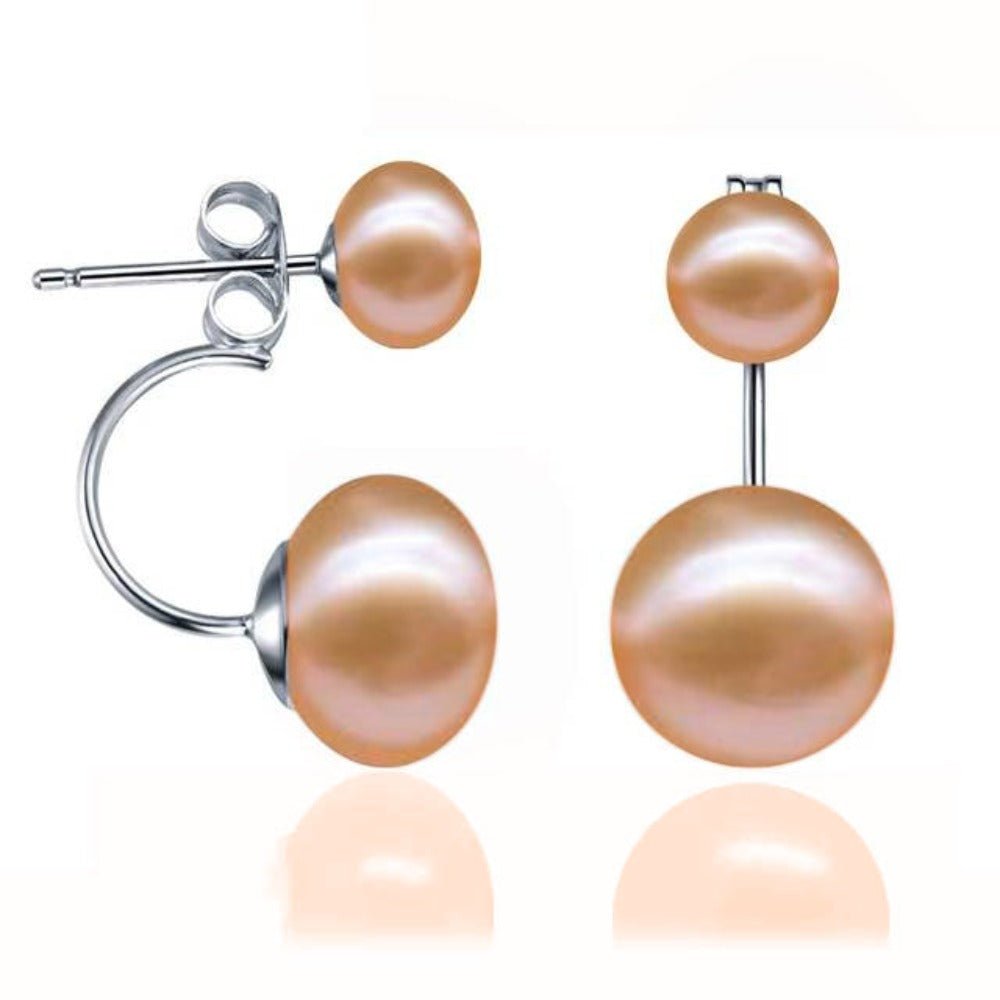 Double Drop Genuine Freshwater Pearl Earrings - Brands N More