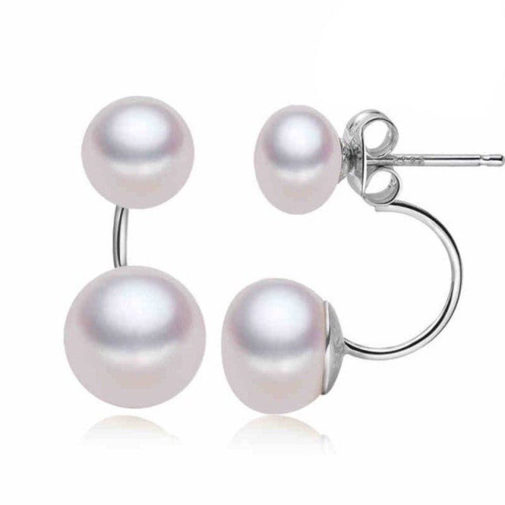 Double Drop Genuine Freshwater Pearl Earrings - Brands N More