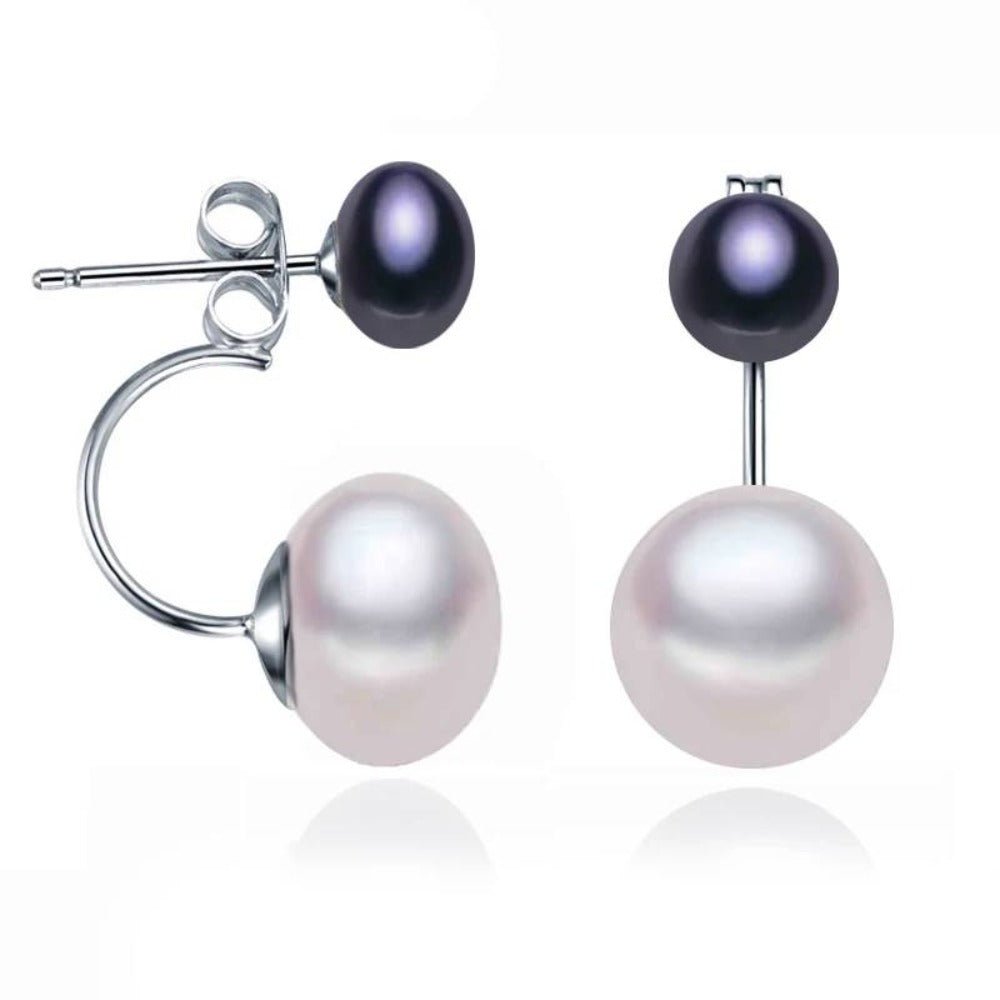 Double Drop Genuine Freshwater Pearl Earrings - Brands N More