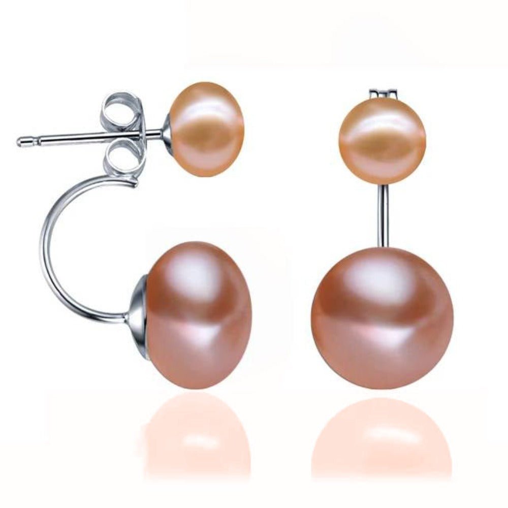Double Drop Genuine Freshwater Pearl Earrings - Brands N More