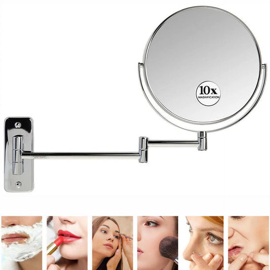 Extendable Wall-Mounted Makeup Mirror with 10× Magnification Double-Sided - Health & Beauty > Mirrors