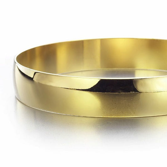 Extra Wide 18ct Heavy Yellow Gold Plated Large Plain Bangle Women's - USA Made - Brands N More