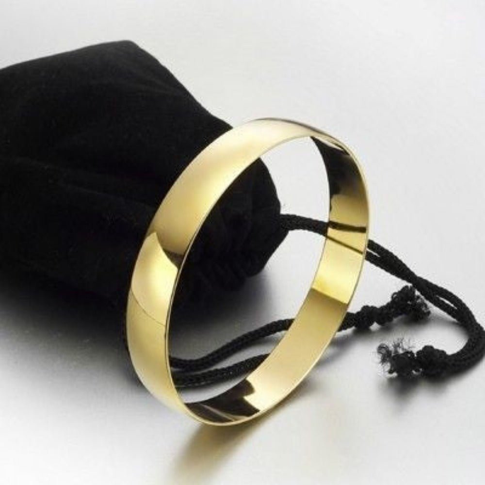 Extra Wide 18ct Heavy Yellow Gold Plated Large Plain Bangle Women's - USA Made - Brands N More