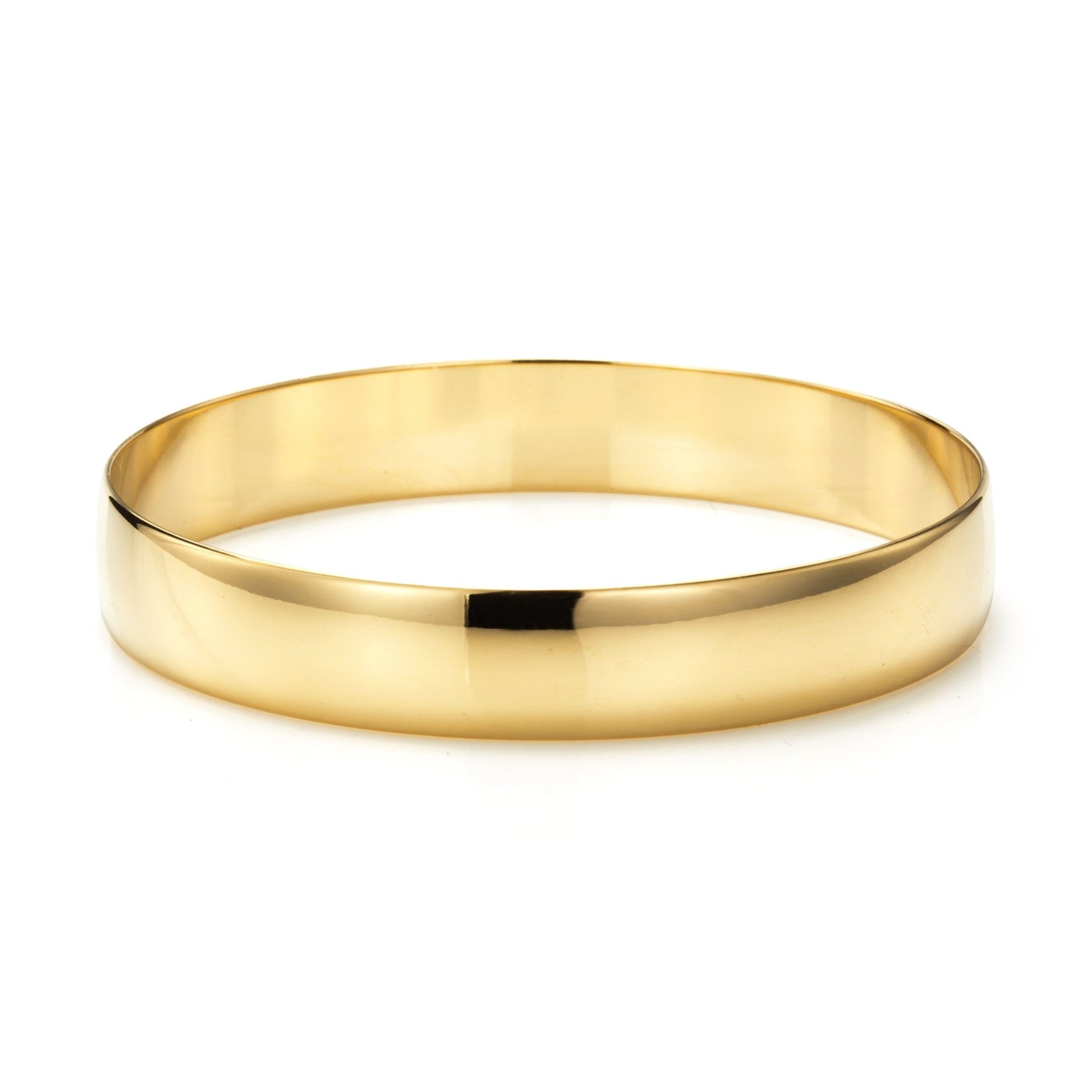 Extra Wide 18ct Heavy Yellow Gold Plated Women's 13mm Plain Bangle - USA Made - Brands N More
