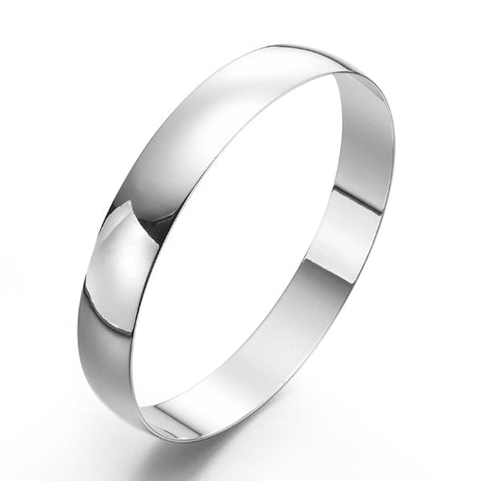 Extra Wide 925 Sterling Silver Plated 13mm Wide Plain Bangle - USA Made - Brands N More