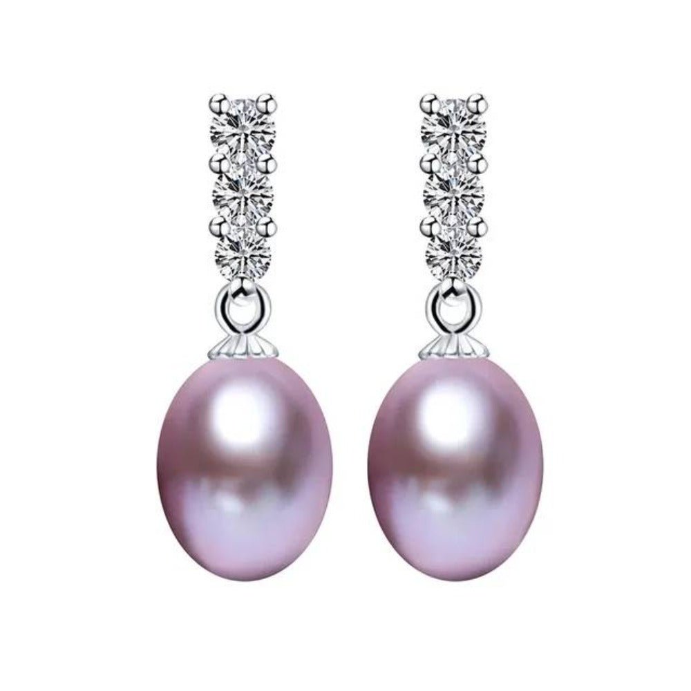 Genuine Freshwater Pearl and Simulated Diamond Drop Earrings - Brands N More