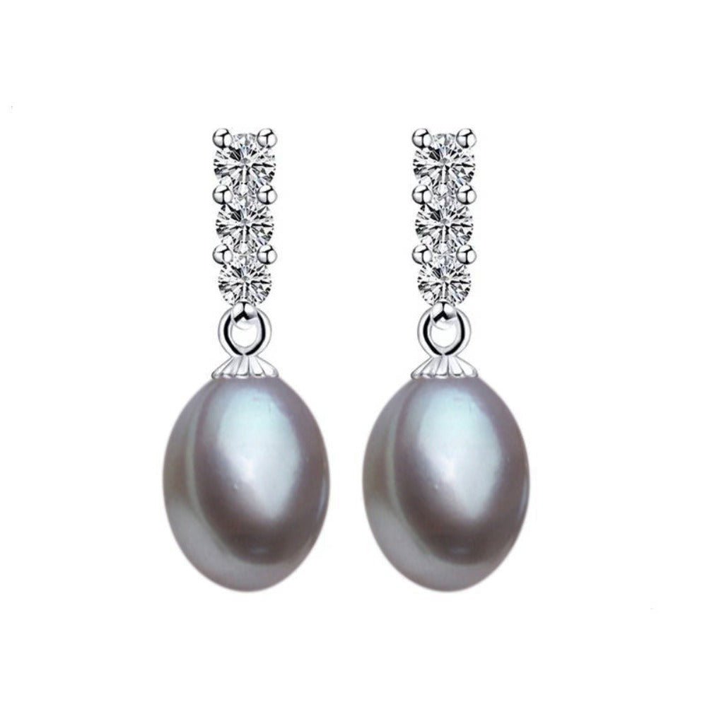Genuine Freshwater Pearl and Simulated Diamond Drop Earrings - Brands N More