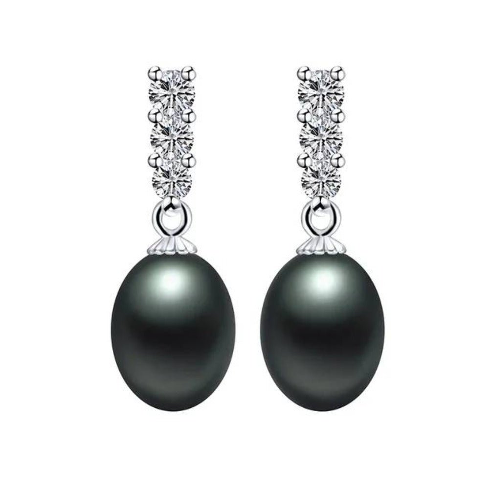Genuine Freshwater Pearl and Simulated Diamond Drop Earrings - Brands N More