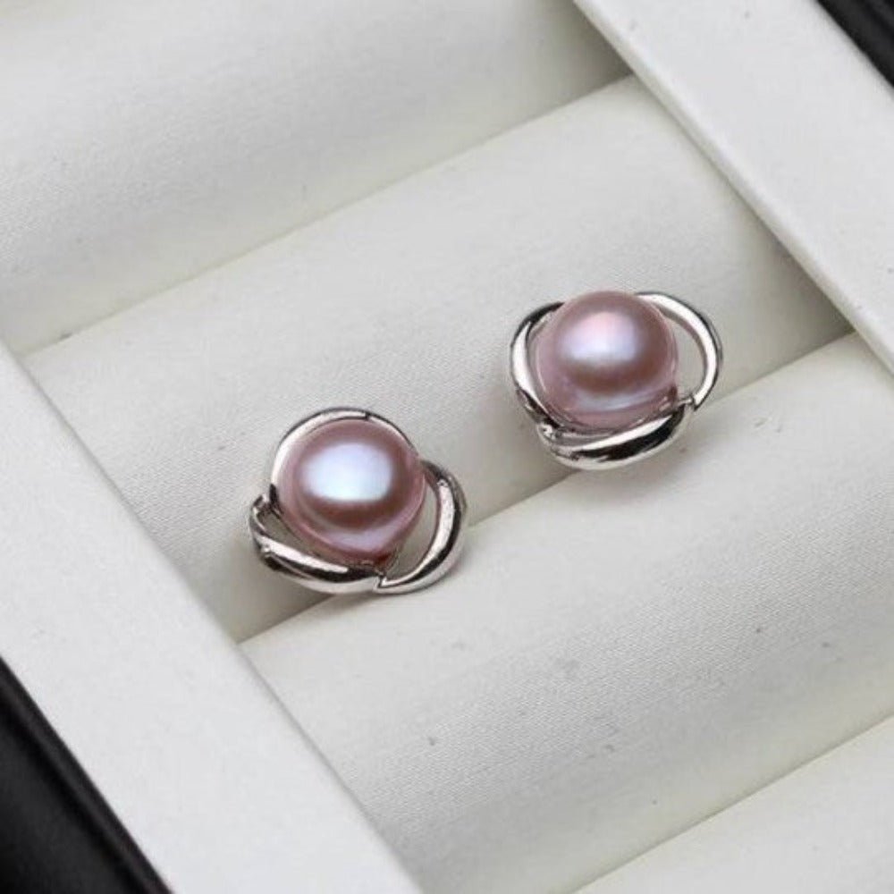 Genuine Freshwater Pearl Classic Swirl Stud Earrings - Brands N More