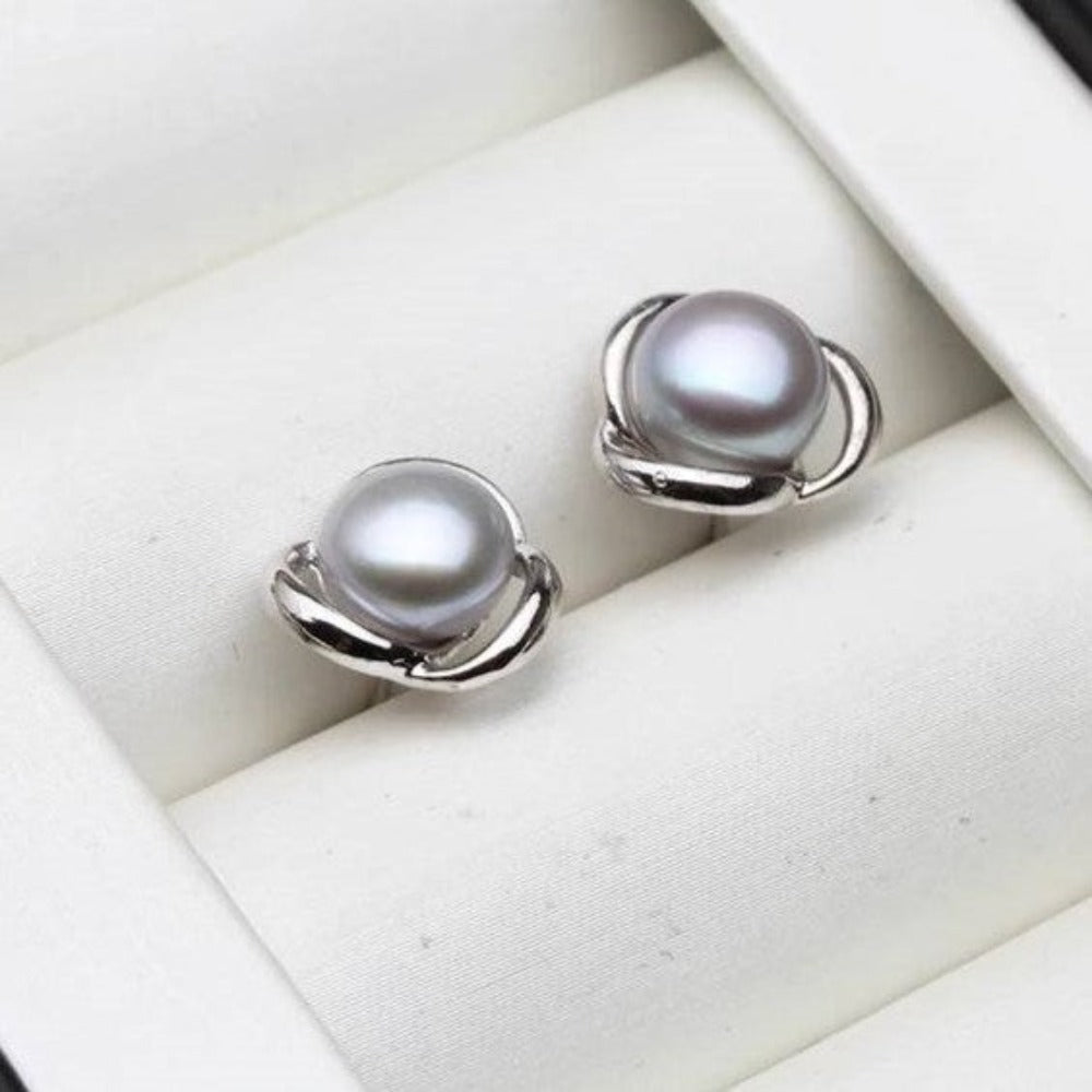 Genuine Freshwater Pearl Classic Swirl Stud Earrings - Brands N More
