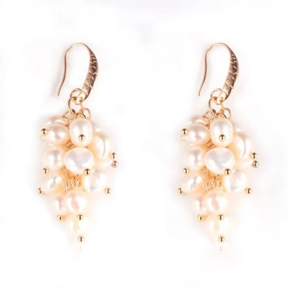 Genuine Freshwater Pearl Designer Cluster Dangle Drop Earrings - Brands N More