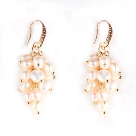 Genuine Freshwater Pearl Designer Cluster Dangle Drop Earrings - Brands N More