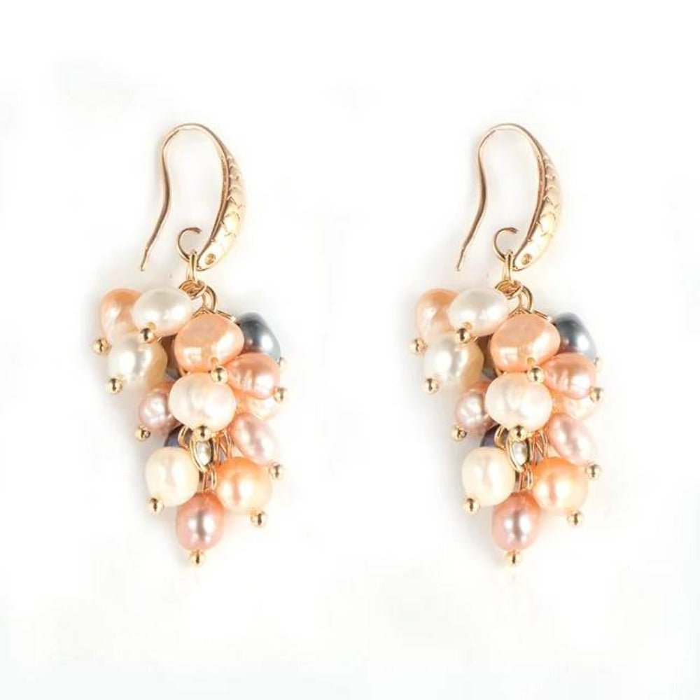 Genuine Freshwater Pearl Designer Cluster Dangle Drop Earrings - Brands N More