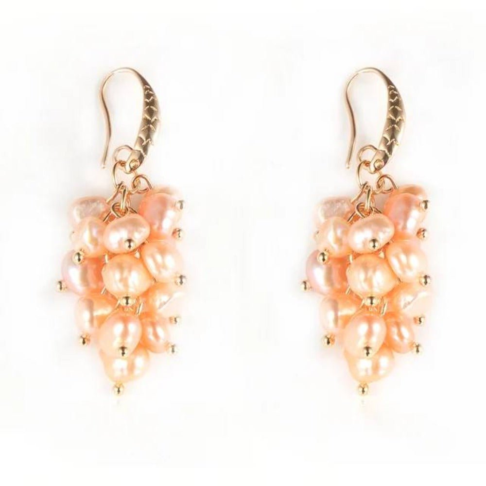 Genuine Freshwater Pearl Designer Cluster Dangle Drop Earrings - Brands N More