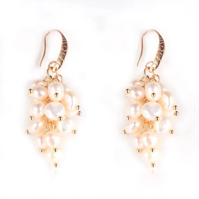 Genuine Freshwater Pearl Designer Cluster Dangle Drop Earrings - Brands N More