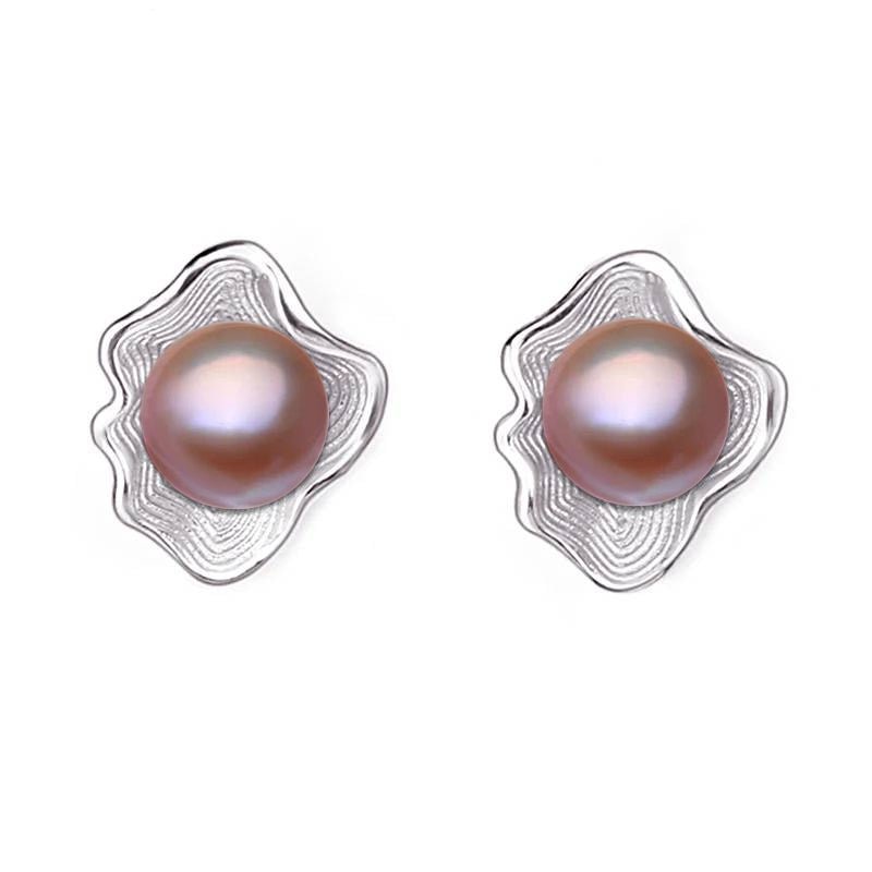 Genuine Freshwater Pearl in Oyster Shell Stud Earrings - Brands N More
