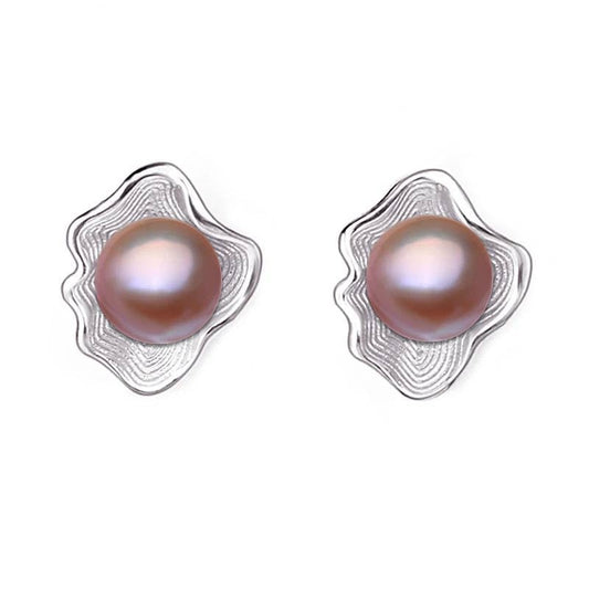 Genuine Freshwater Pearl in Oyster Shell Stud Earrings - Brands N More