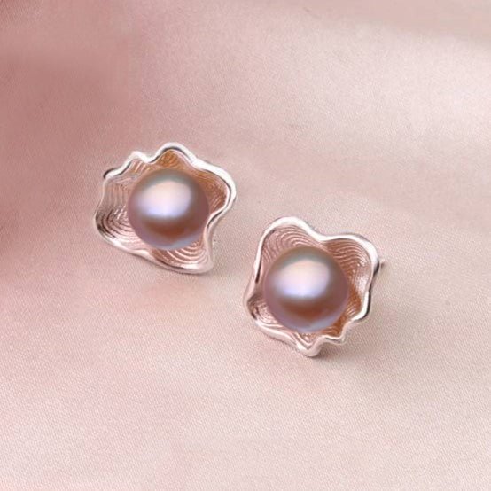 Genuine Freshwater Pearl in Oyster Shell Stud Earrings - Brands N More