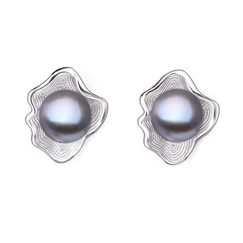 Genuine Freshwater Pearl in Oyster Shell Stud Earrings - Brands N More