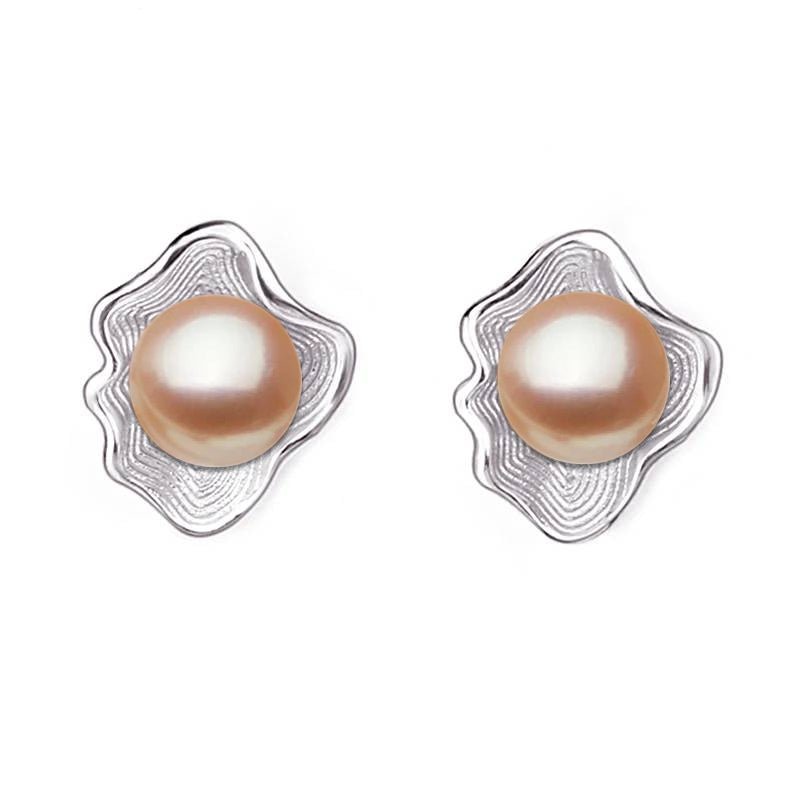 Genuine Freshwater Pearl in Oyster Shell Stud Earrings - Brands N More