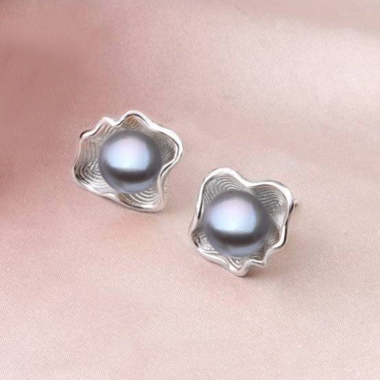Genuine Freshwater Pearl in Oyster Shell Stud Earrings - Brands N More