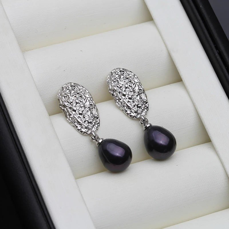 Genuine Freshwater Pearl Oval Statement Stud Earrings - Brands N More