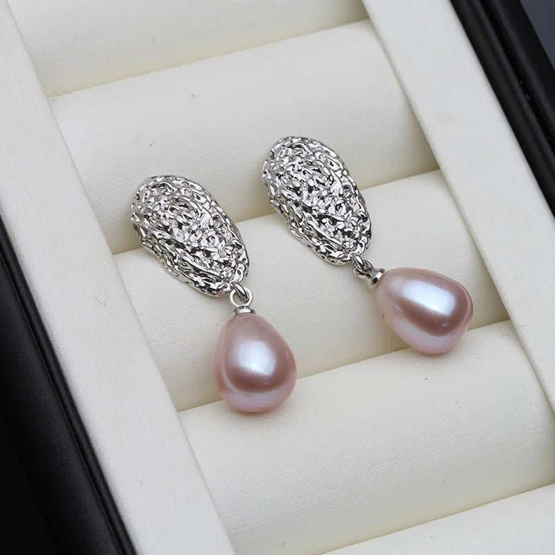 Genuine Freshwater Pearl Oval Statement Stud Earrings - Brands N More
