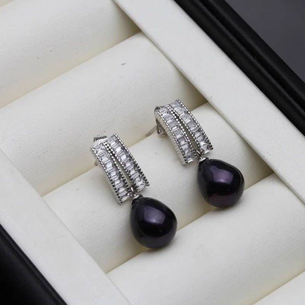 Genuine Freshwater Pearl & Simulated Diamond Designer Dangle Drop Earrings - Brands N More