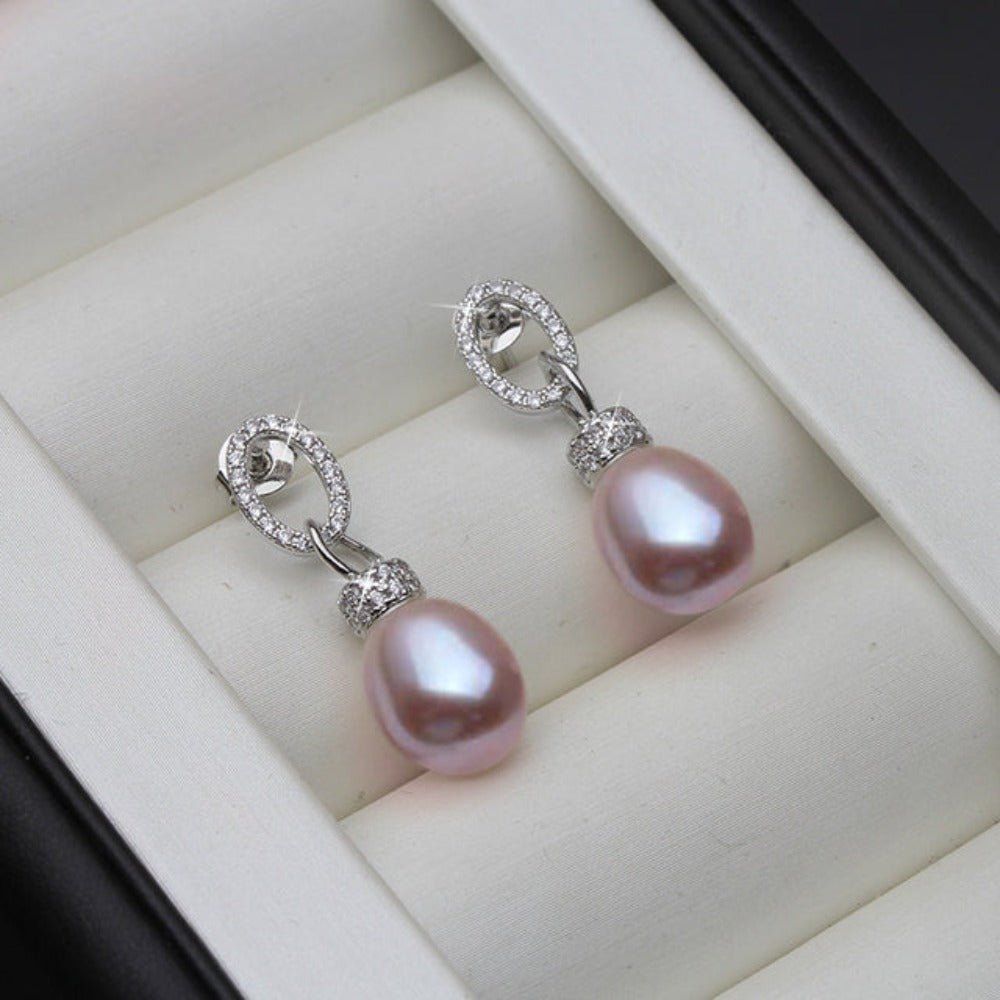 Genuine Freshwater Pearl & Simulated Diamond Drop Earrings - Brands N More
