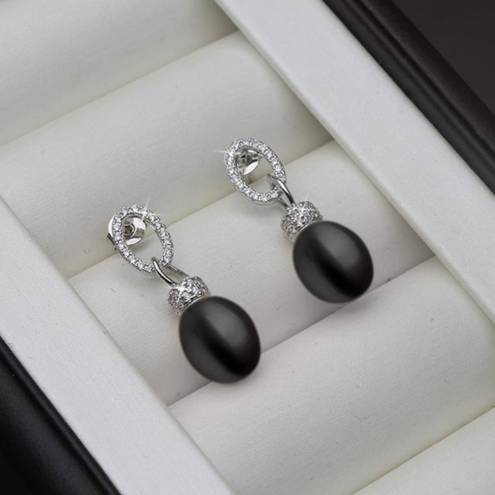 Genuine Freshwater Pearl & Simulated Diamond Drop Earrings - Brands N More