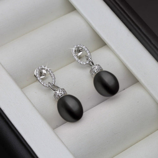 Genuine Freshwater Pearl & Simulated Diamond Drop Earrings - Brands N More