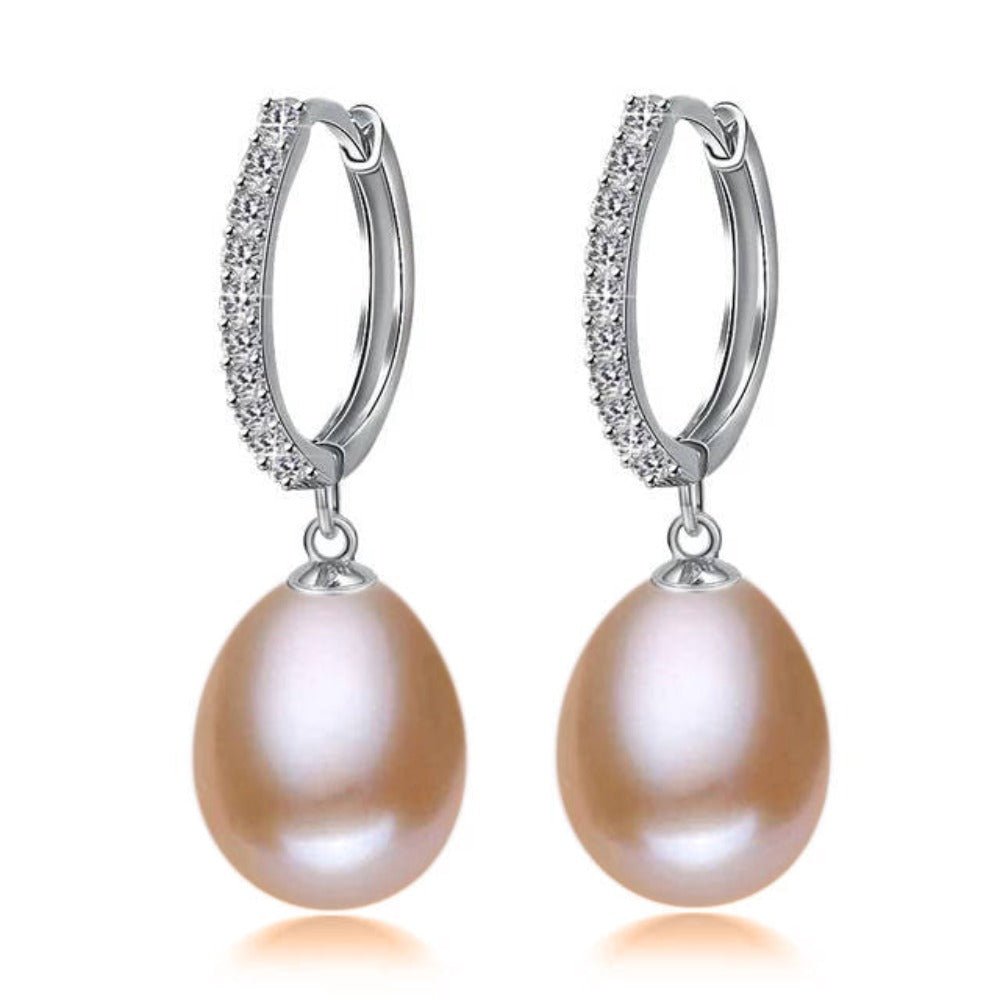 Genuine Freshwater Pearl & Simulated Diamond Drop Earrings - Brands N More
