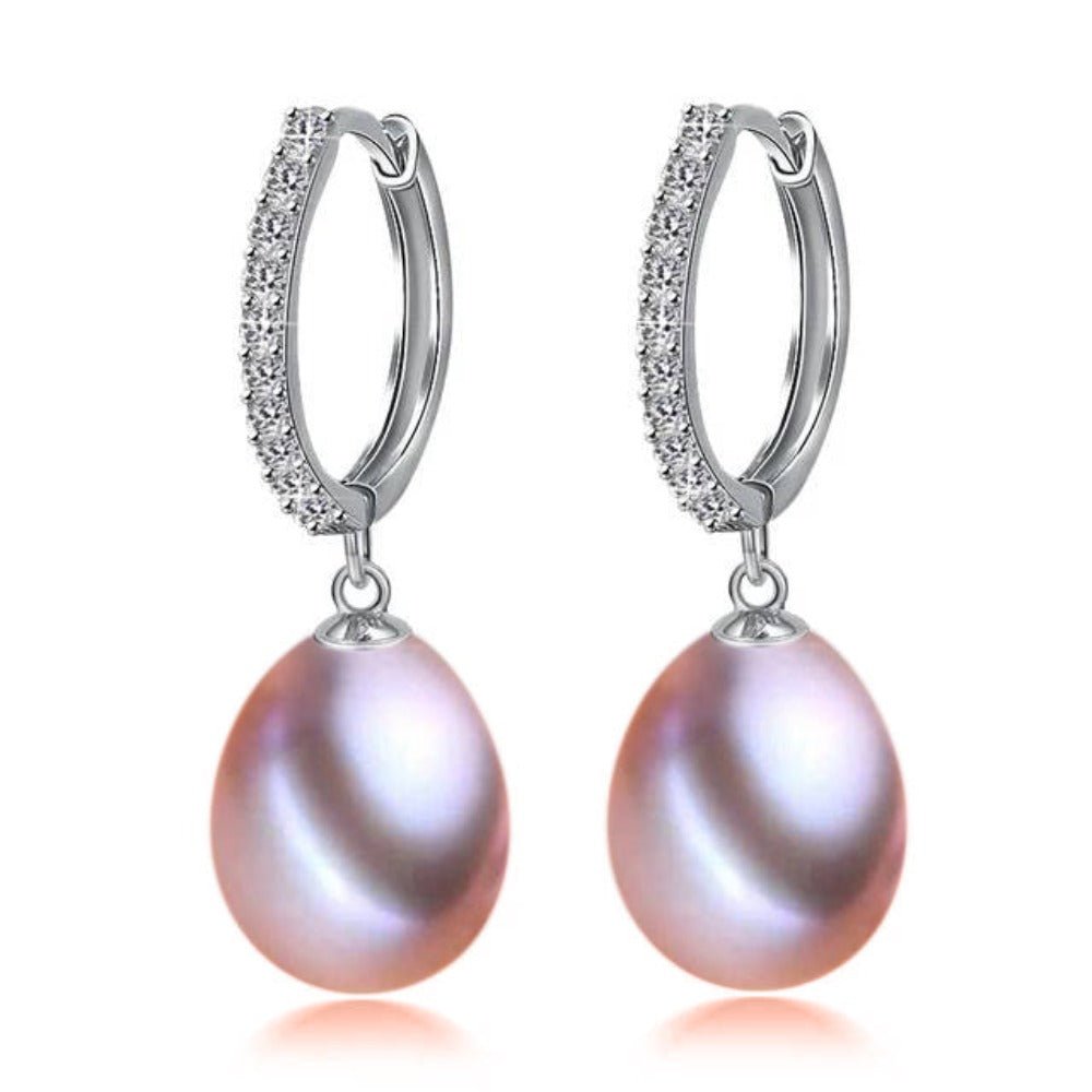 Genuine Freshwater Pearl & Simulated Diamond Drop Earrings - Brands N More