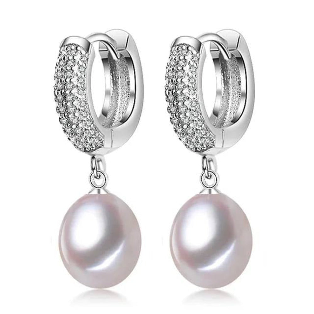 Genuine Freshwater Pearl & Simulated Diamond Drop Earrings - Brands N More