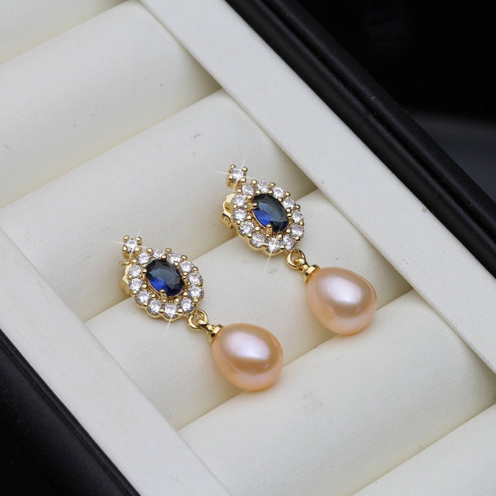 Genuine Freshwater Pearl Statement Drop Earrings in Gold - Brands N More