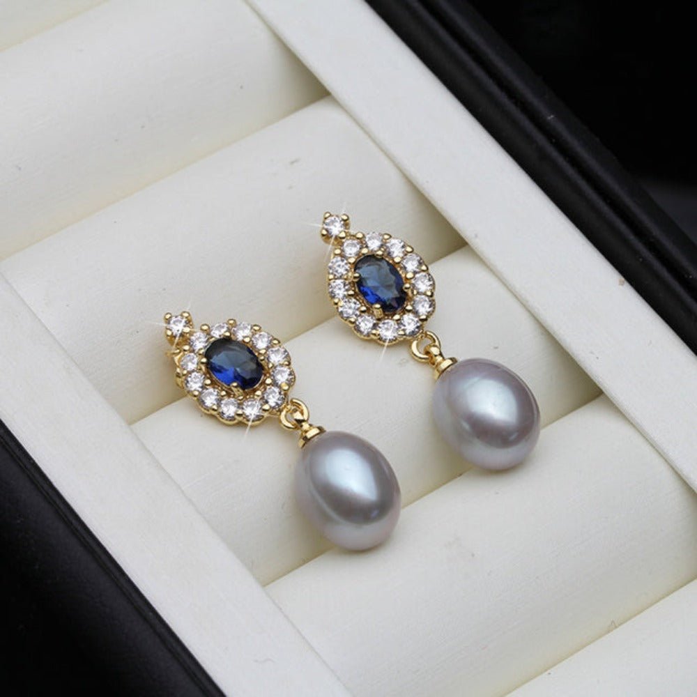 Genuine Freshwater Pearl Statement Drop Earrings in Gold - Brands N More