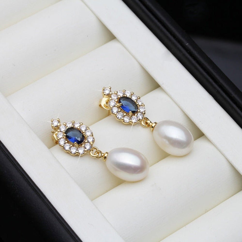 Genuine Freshwater Pearl Statement Drop Earrings in Gold - Brands N More