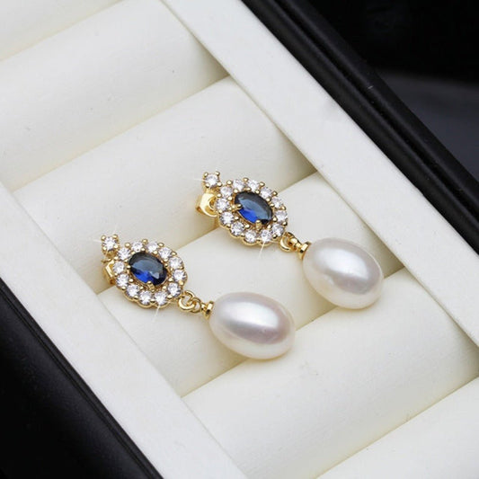 Genuine Freshwater Pearl Statement Drop Earrings in Gold - Brands N More