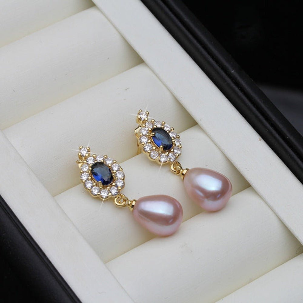 Genuine Freshwater Pearl Statement Drop Earrings in Gold - Brands N More