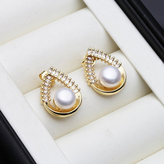 Genuine Freshwater Pearl Statement Teardrop Earrings in Gold - Brands N More