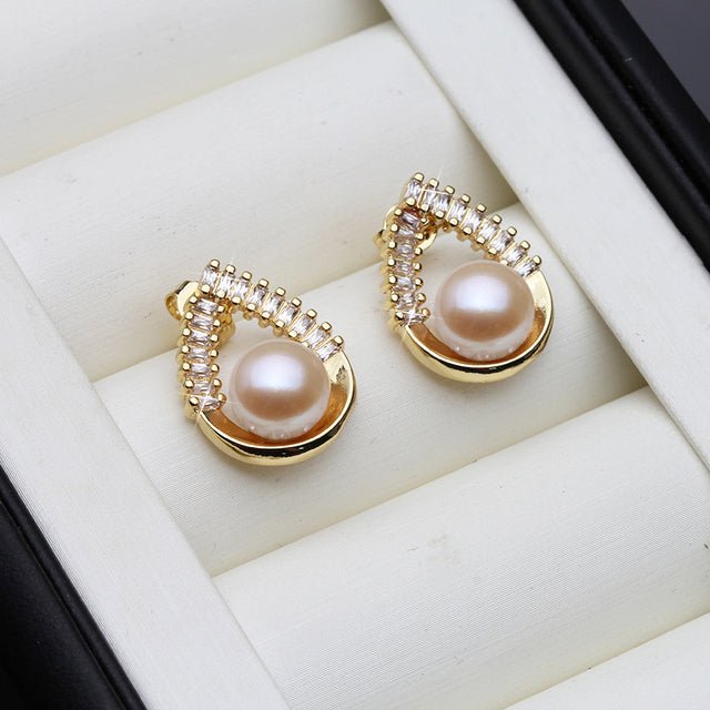 Genuine Freshwater Pearl Statement Teardrop Earrings in Gold - Brands N More