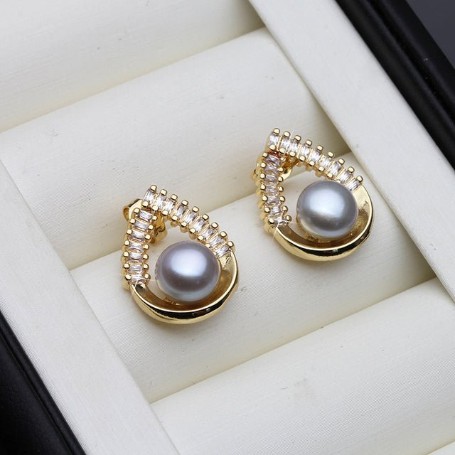Genuine Freshwater Pearl Statement Teardrop Earrings in Gold - Brands N More