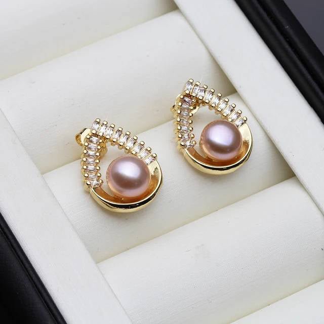 Genuine Freshwater Pearl Statement Teardrop Earrings in Gold - Brands N More
