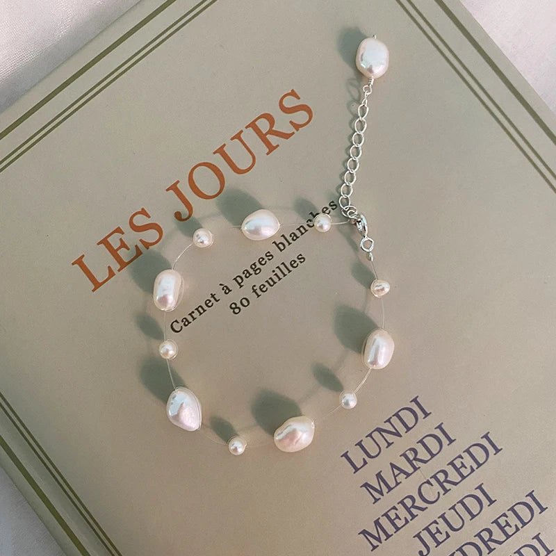 Genuine White Freshwater Pearl Beaded Bracelet with Extender - Brands N More