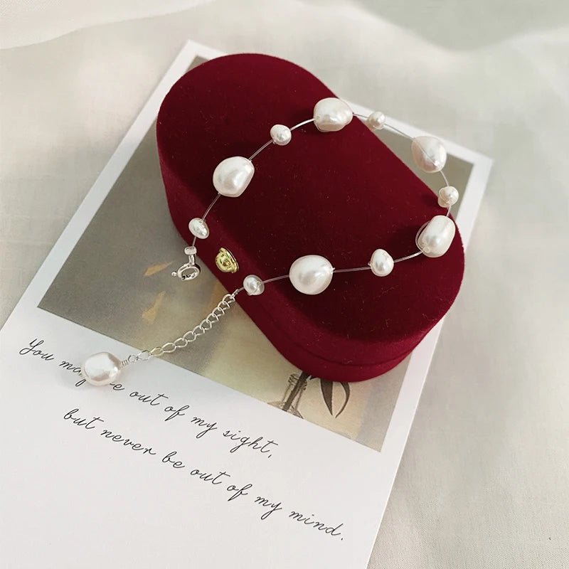 Genuine White Freshwater Pearl Beaded Bracelet with Extender - Brands N More