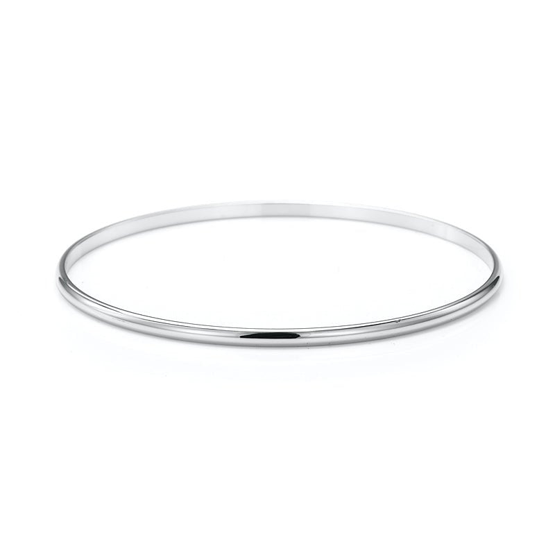 Heavy 925 Sterling Silver Plated Plain 3mm Bangle - USA Made - Brands N More